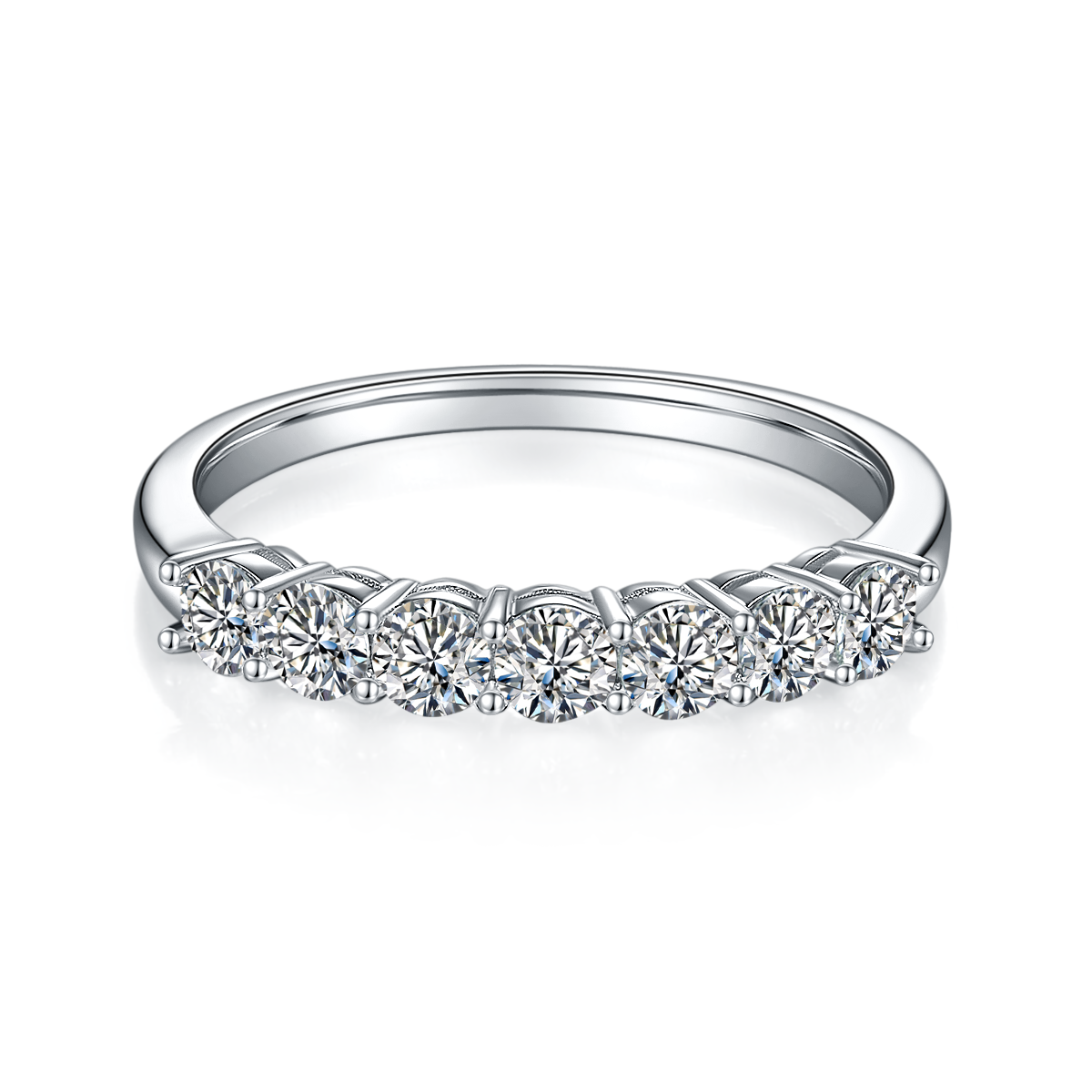 Seven star ring S925 silver plated platinum Moissanite 70 points D-grade